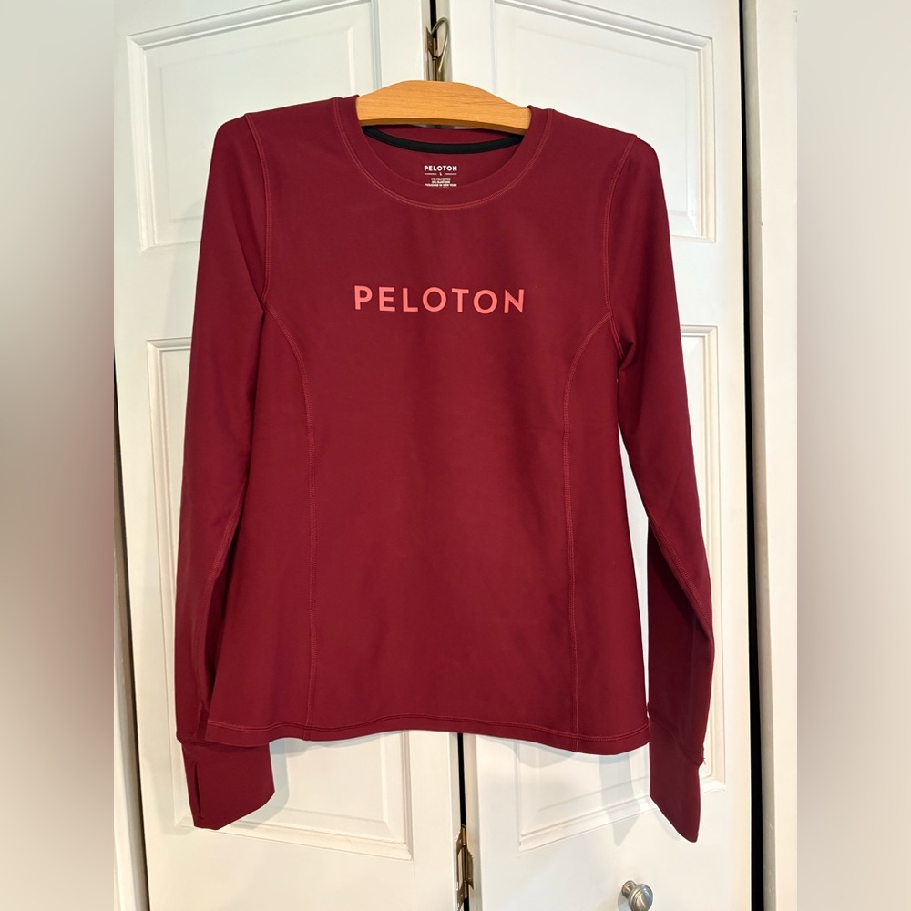 Peloton Cadent Light Performance Long Sleeve Red Fitted Top